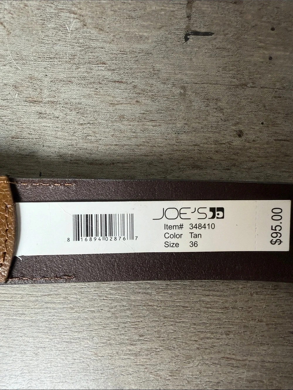 Joe's Jeans Tan Leather Men's Belt with Silver Buckle